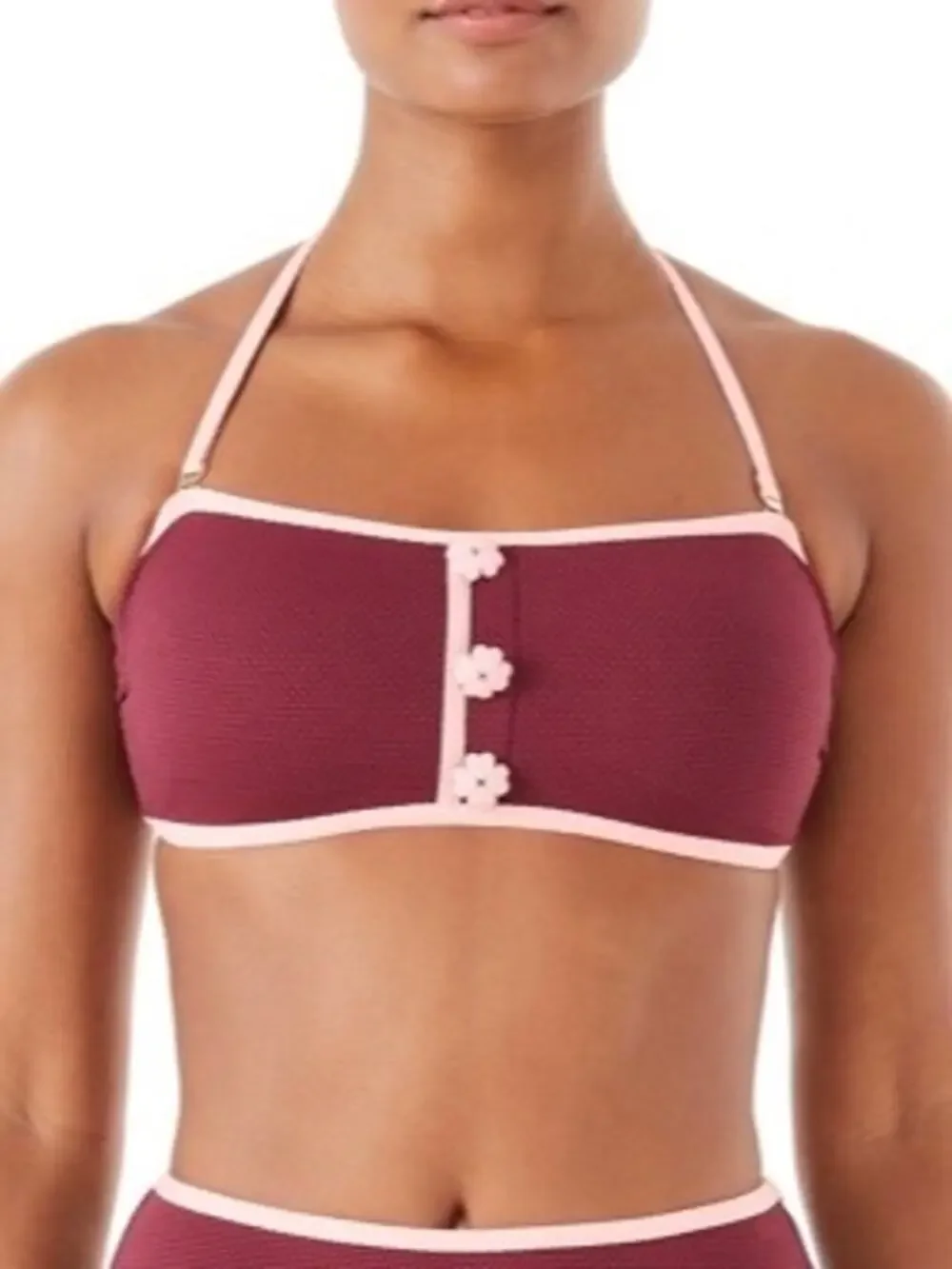 Kate Spade Pique Texture Contrast Bandeau Bikini Top S NWT